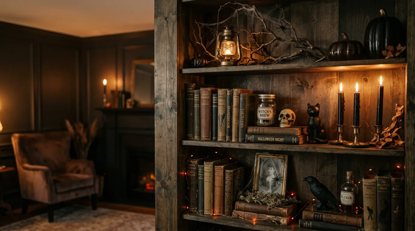 Let mirrors and reflection add drama inspiration for a spooky chic Halloween interior.